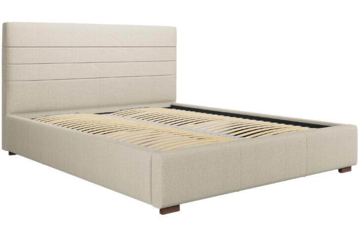 Béžová látková postel MICADONI Aranda 160 x 200 cm