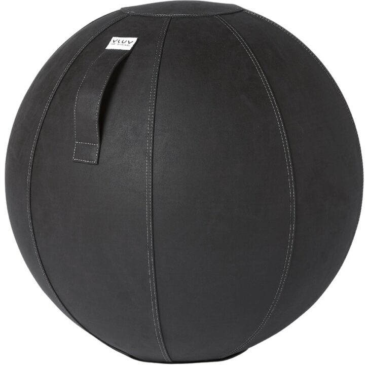 Černý koženkový sedací / gymnastický míč VLUV BOL VEGA Ø 75 cm