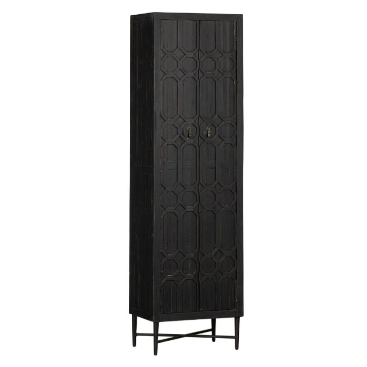 Hoorns Černá borovicová šatní skříň Morten 210 x 60 cm