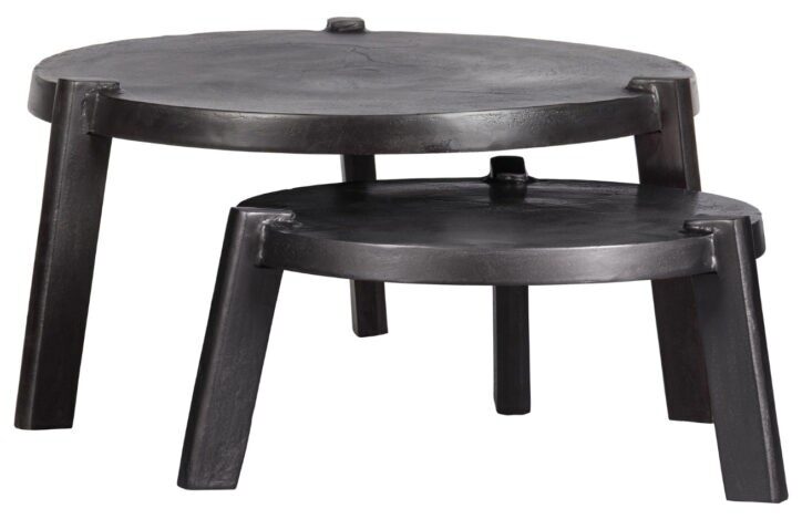 Hoorns Set dvou černých kovových konferenčních stolků Saul 58/78 cm