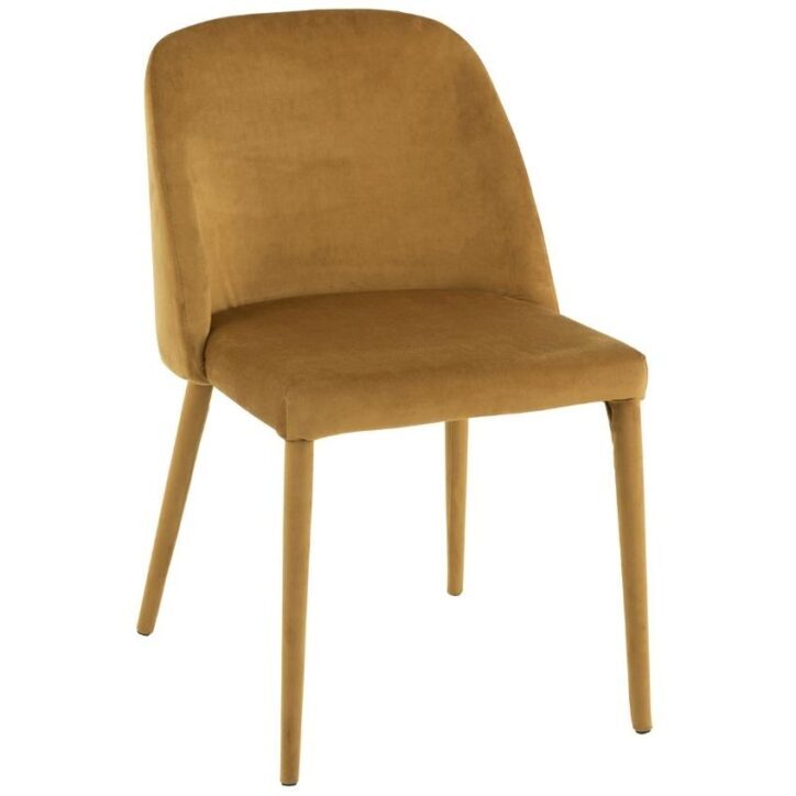 Hořčicově žlutá sametová jídelní židle J-line Lotty