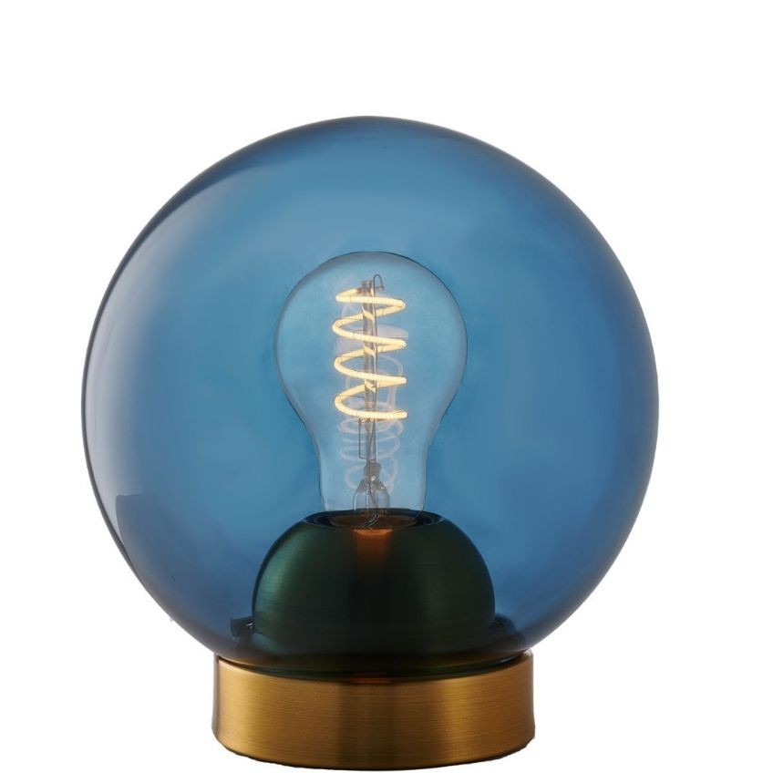 Modrá skleněná stolní lampa Halo Design Bubbles