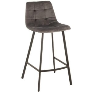 Šedá sametová barová židle J-line Morgy 69 cm