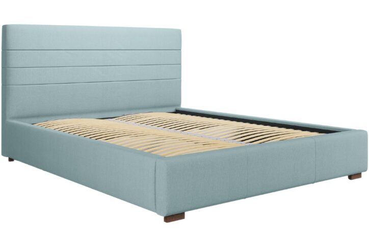 Světle modrá látková postel MICADONI Aranda 160 x 200 cm