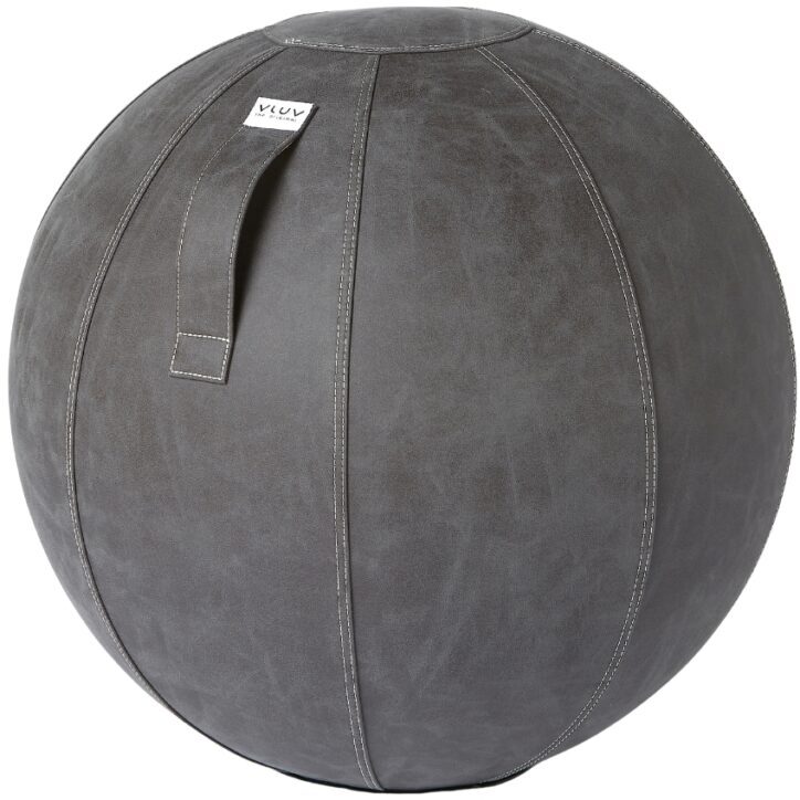 Tmavě šedý koženkový sedací / gymnastický míč VLUV BOL VEGA Ø 75 cm