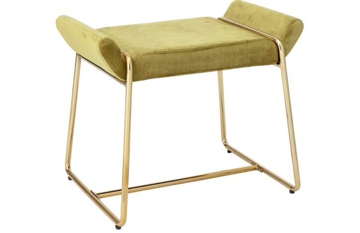 Zeleno žlutá sametová stolička Bloomingville Megan 60 x 36 cm
