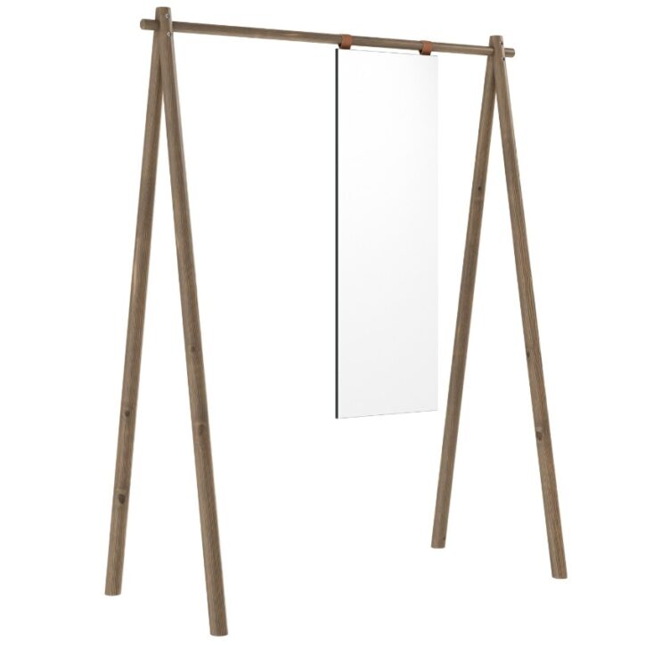 Hnědý dřevěný věšák Karup Design Hongi se zrcadlem 177 x 150 cm