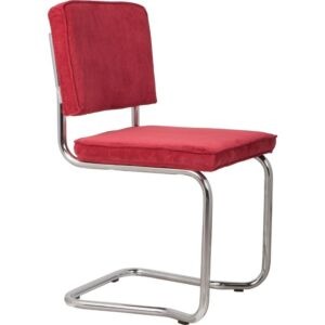 Červená manšestrová jídelní židle ZUIVER RIDGE KINK RIB